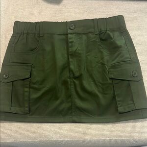 Olive Green Cargo Mini Skirt - XS